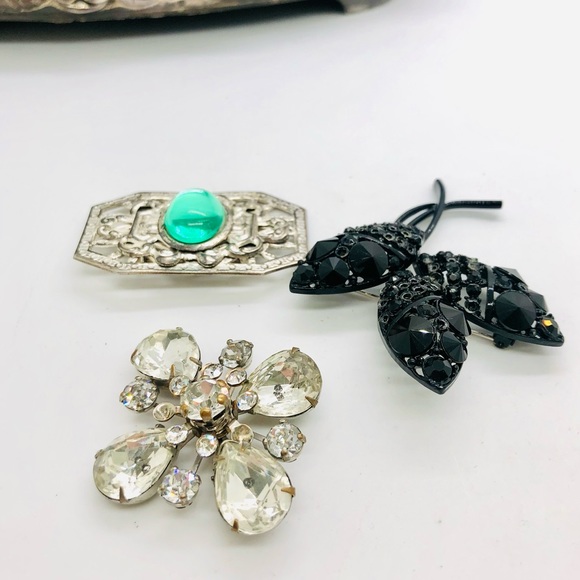 Vintage Brooch Lot Black signed Weiss - Picture 4 of 9